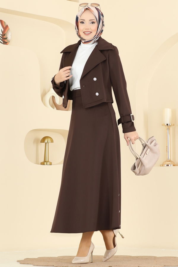 Modaselvim Hijab Combinations Combined 2777SL432 Dark Brown