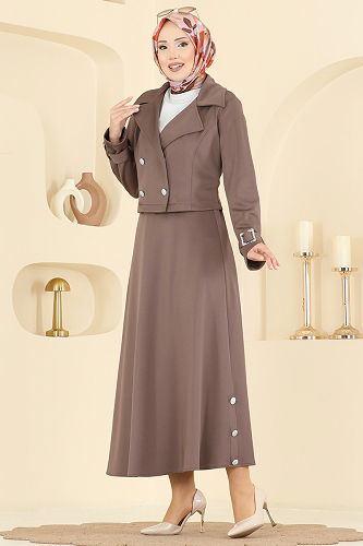 moda selvim طقم بيج غامق 2777SL432 - Thumbnail