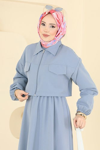 moda selvim طقم أزرق فاتح 2778AYD574 - Thumbnail