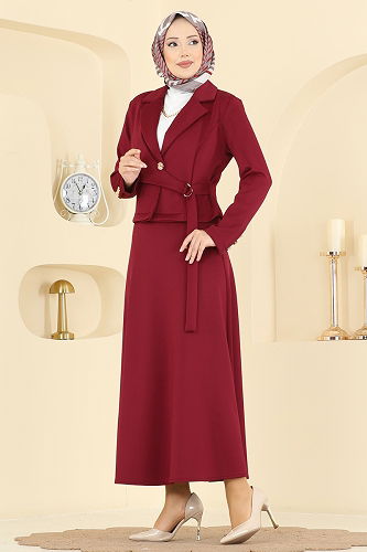 moda selvim طقم خمري 2778SL432 - Thumbnail