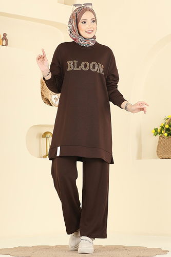 moda selvim طقم بني 2779AYD574 - Thumbnail