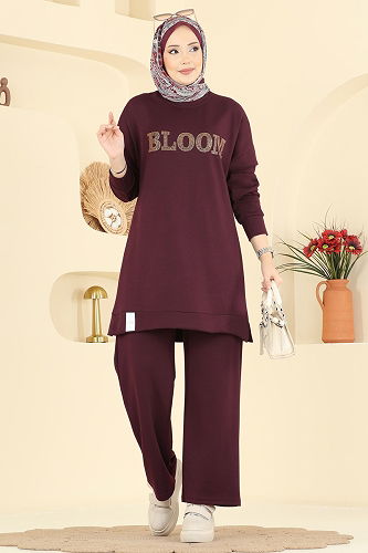 moda selvim طقم خمري 2779AYD574 - Thumbnail