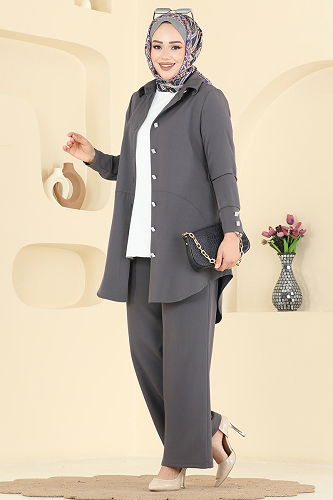 moda selvim طقم رمادي غامق 2780SL432 - Thumbnail