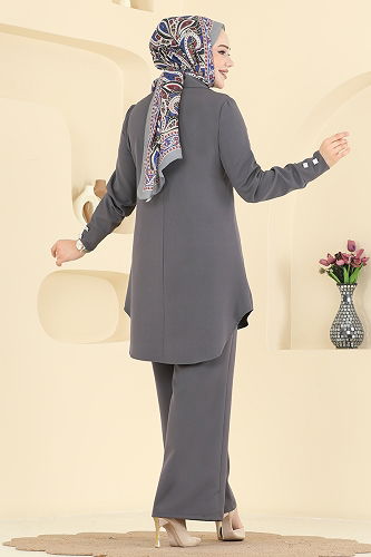 moda selvim طقم رمادي غامق 2780SL432 - Thumbnail