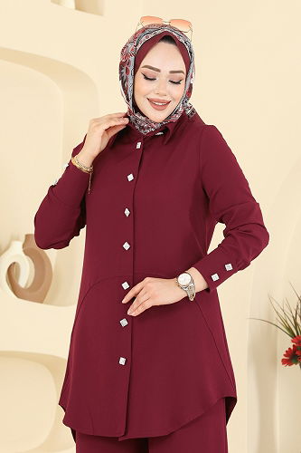 moda selvim طقم خمري 2780SL432 - Thumbnail