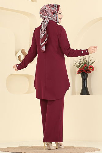 moda selvim طقم خمري 2780SL432 - Thumbnail