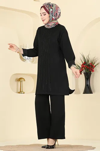 moda selvim طقم أسود 2782AYD574 - Thumbnail