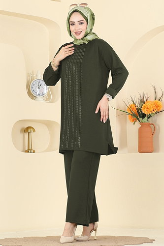 moda selvim طقم اخضر عفني 2782AYD574 - Thumbnail