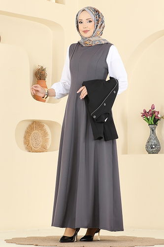 moda selvim طقم أسود و رمادي 2782SL432 - Thumbnail