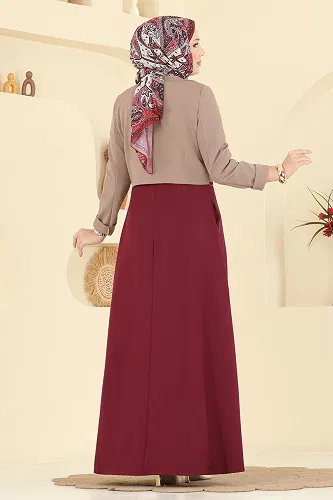 moda selvim طقم بيج غامق&خمري 2782SL432 - Thumbnail