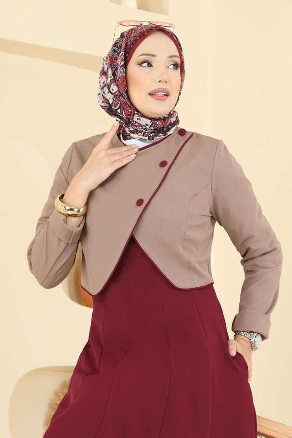 Modaselvim الاطقم طقم بيج غامق&خمري 2782SL432