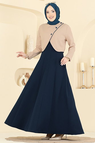 moda selvim طقم بترولي وبيج 2782SL432 - Thumbnail