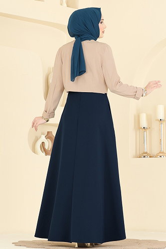 moda selvim طقم بترولي وبيج 2782SL432 - Thumbnail