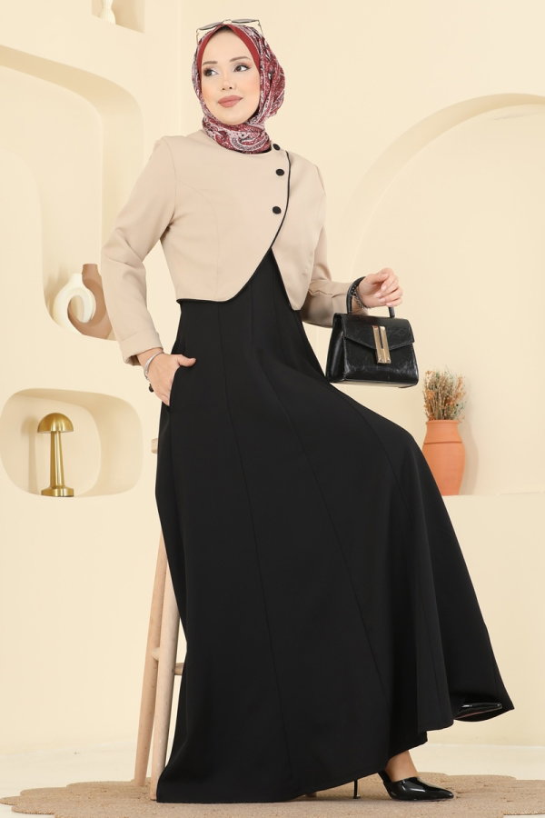 Modaselvim الاطقم طقم بيج واسود 2782SL432