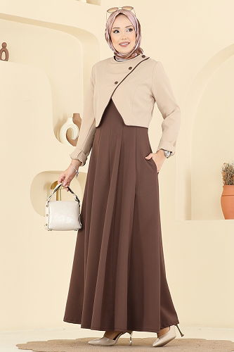 moda selvim طقم بيج وبني 2782SL432 - Thumbnail