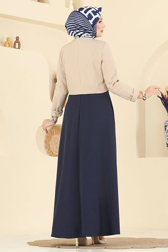 moda selvim Combined 2782SL432 Stone&Navy Blue - Thumbnail