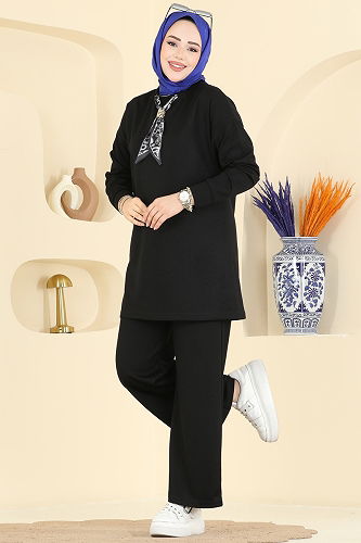 moda selvim طقم أسود 2783AYD574 - Thumbnail