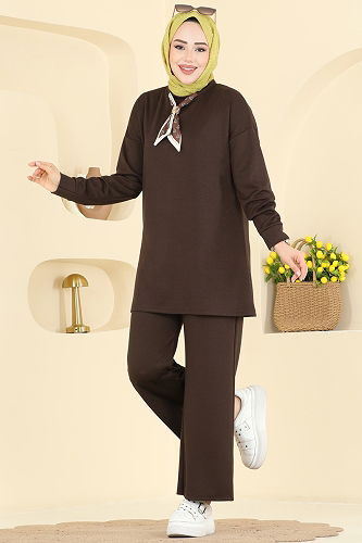 moda selvim طقم بني 2783AYD574 - Thumbnail