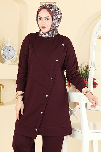 moda selvim طقم خمري 2784AYD574 - Thumbnail