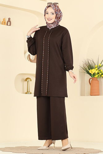 moda selvim طقم بني 2785AYD574 - Thumbnail