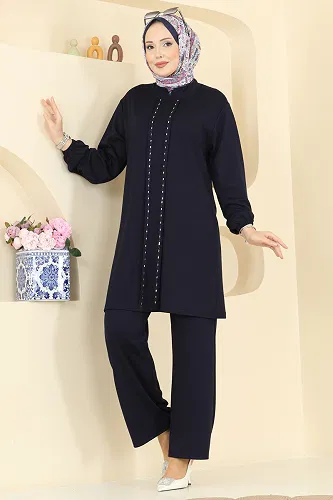 moda selvim طقم كحلي 2785AYD574 - Thumbnail