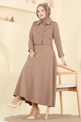 moda selvim طقم بيج غامق 2785SL432 - Thumbnail