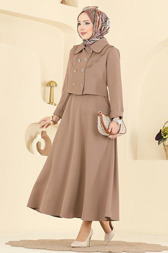 moda selvim طقم بيج غامق 2785SL432 - Thumbnail