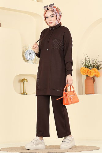 moda selvim طقم بني 2786AYD574 - Thumbnail