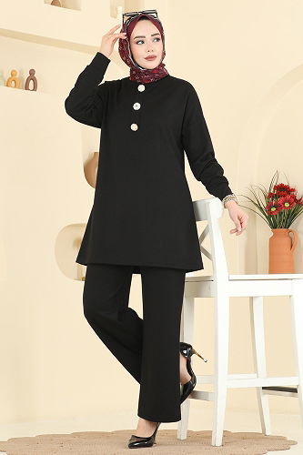 moda selvim طقم أسود 2787AYD574 - Thumbnail