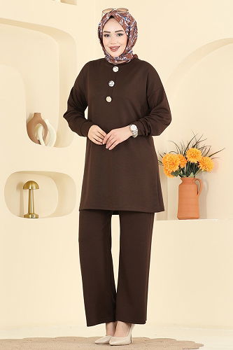 moda selvim طقم بني 2787AYD574 - Thumbnail