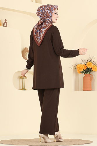 moda selvim طقم بني 2787AYD574 - Thumbnail