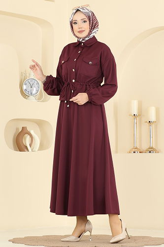 moda selvim طقم خمري 2787SL432 - Thumbnail