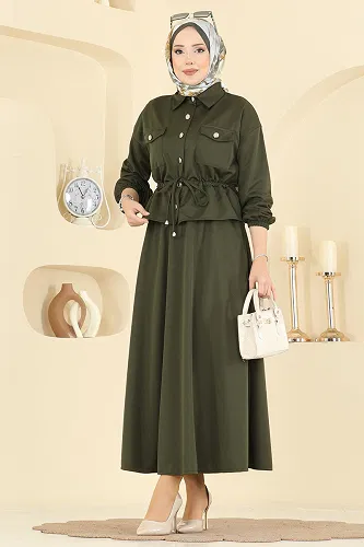 moda selvim طقم اخضر عفني 2787SL432 - Thumbnail