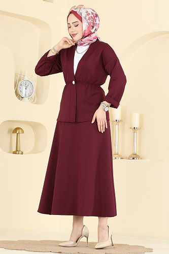 moda selvim طقم خمري 2788AYD574 - Thumbnail