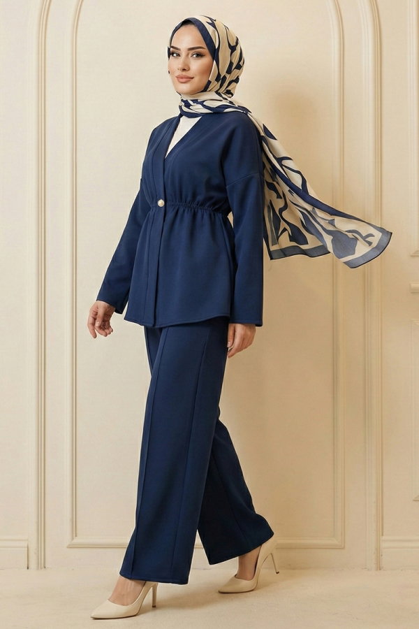 Modaselvim Hijab Combinations Combined 2790AYD969-M Navy Blue