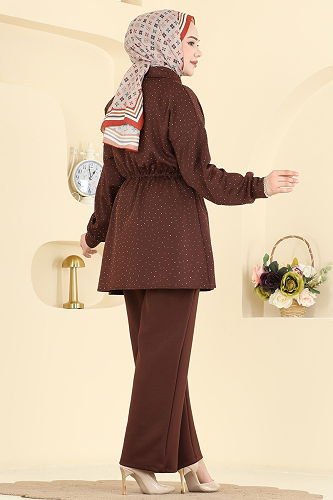 moda selvim طقم بني 2791AYD574 - Thumbnail