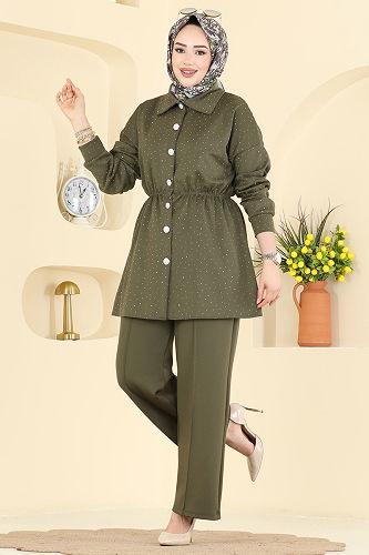 moda selvim طقم اخضر عفني 2791AYD574 - Thumbnail