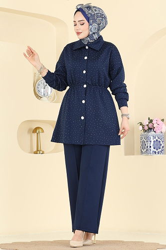 moda selvim طقم كحلي 2791AYD574 - Thumbnail