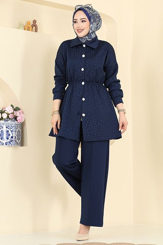 moda selvim طقم كحلي 2791AYD574 - Thumbnail