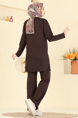 moda selvim طقم بني 2792AYD574 - Thumbnail