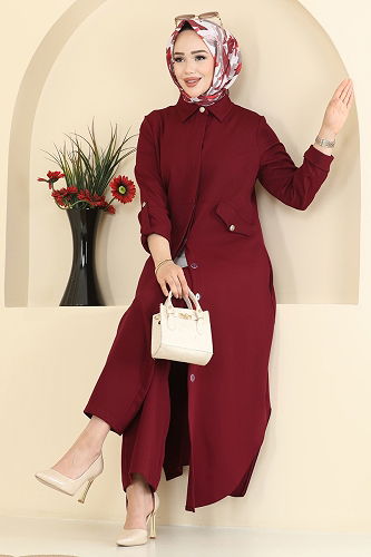 moda selvim طقم خمري 2792SL432 - Thumbnail