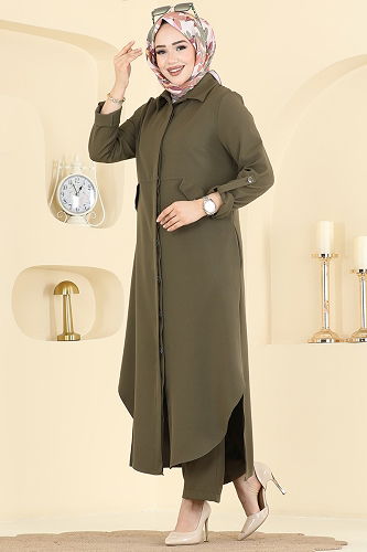 moda selvim طقم اخضر عفني 2792SL432 - Thumbnail