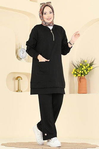 moda selvim طقم أسود 2794AYD574 - Thumbnail