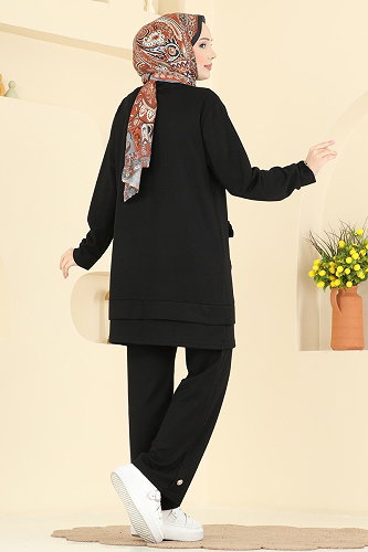 moda selvim طقم أسود 2794AYD574 - Thumbnail