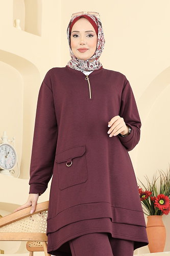 moda selvim طقم خمري 2794AYD574 - Thumbnail