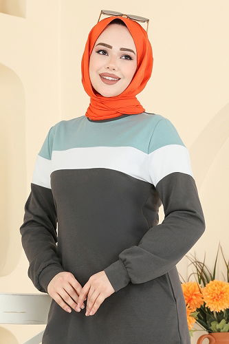 moda selvim طقم رمادي غامق &اخضر باهت 2794SL432 - Thumbnail