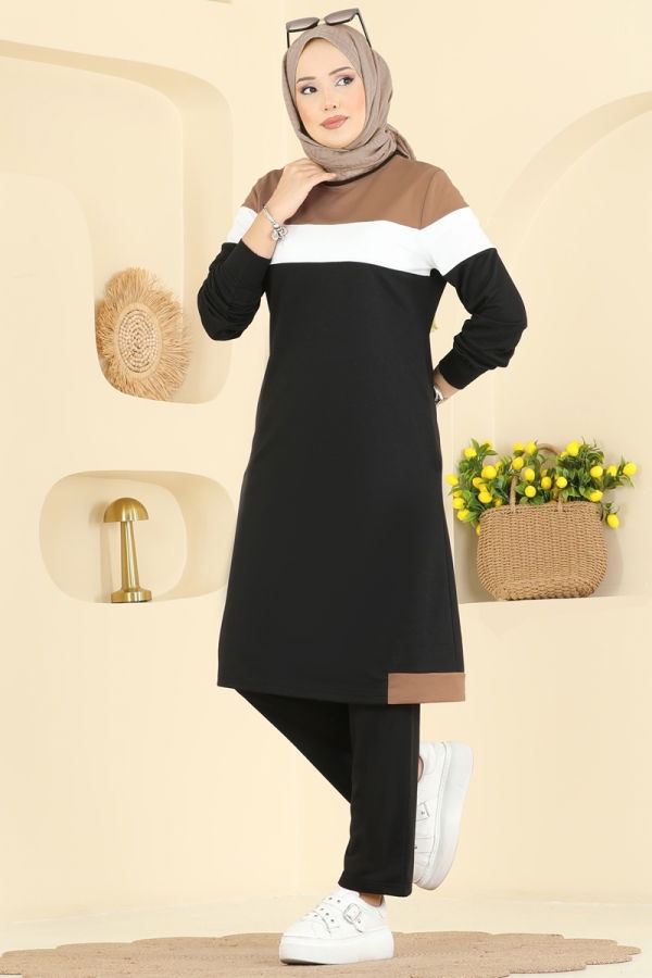 Modaselvim Hijab Combinations Combined 2794SL432 Black & Dark Vision