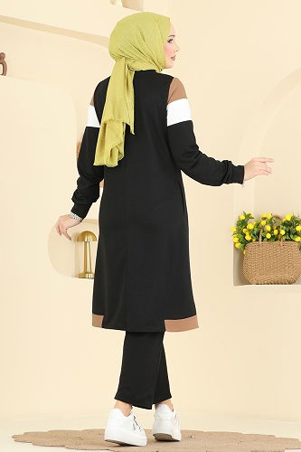 moda selvim طقم أسود وبيج 2794SL432 - Thumbnail