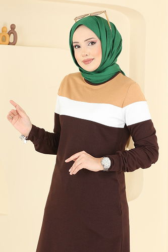 moda selvim طقم بني ولاتيه 2794SL432 - Thumbnail