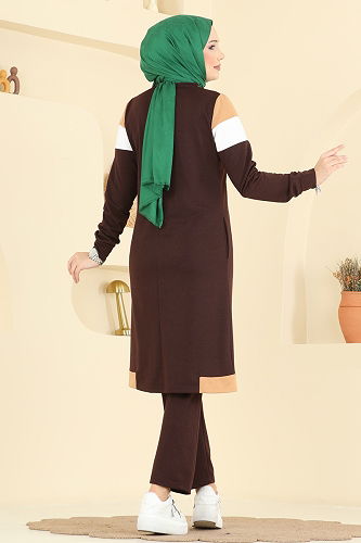 moda selvim طقم بني ولاتيه 2794SL432 - Thumbnail